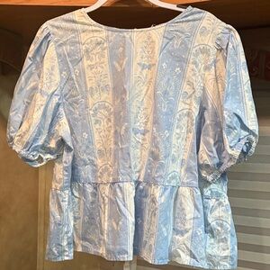 Crown & Ivy Blue and White Floral Blouse